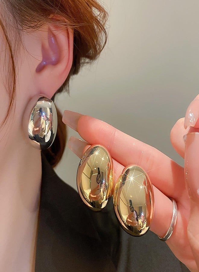 Uarein Chunky Gold Round Earring for Women Lightweight Hypoallergenic Statement Earring Trendy Teardrop Earrings Vintage Geometric Earrings Dainty Jewelry Gifts (Gold) - Image 3
